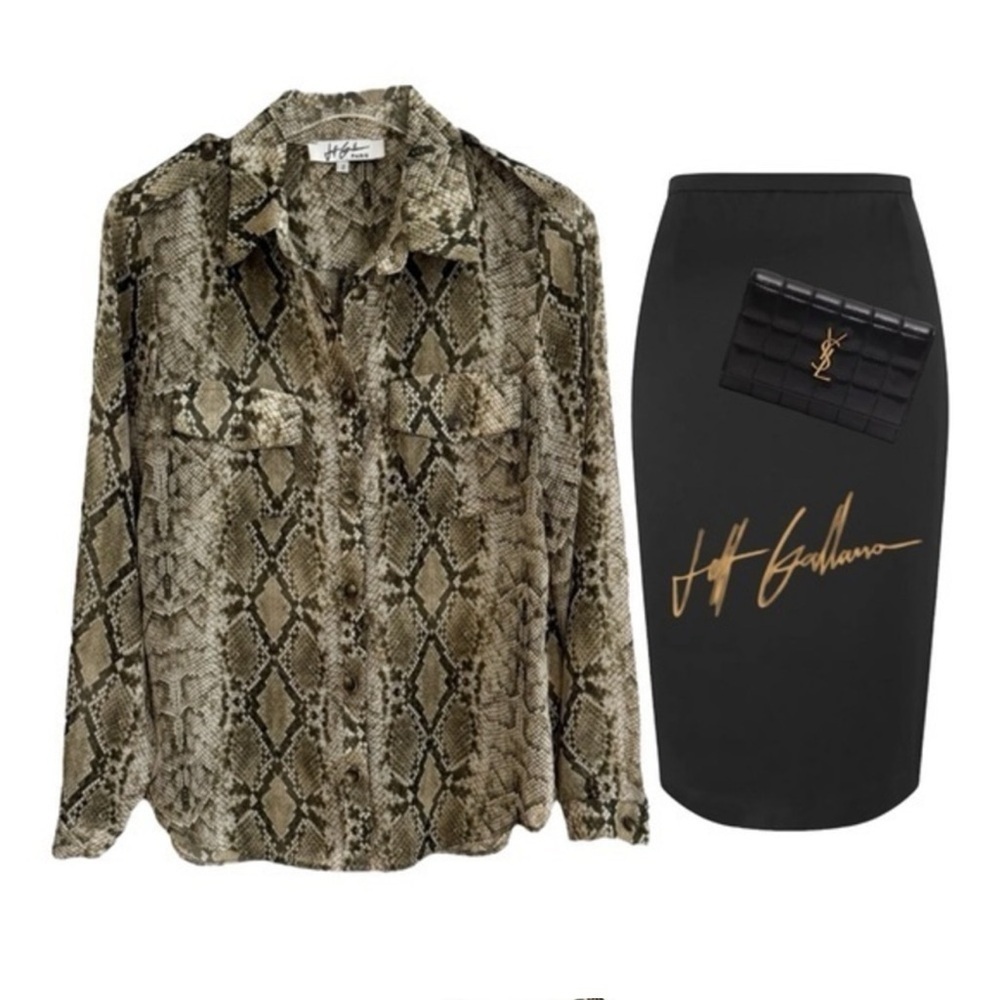 JEFF GALLANO PARIS CRISTAL
SNAKE PRINT BUTTON DOWN TOP
SHIRT 2 / US SZ M - Picture 2 of 5